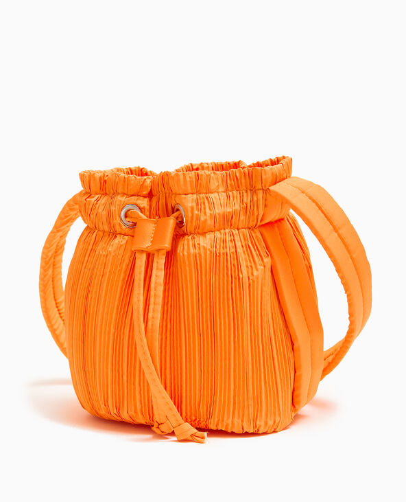 Mini sac seau en tissu plissé orange - Pimkie