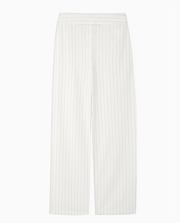 Pantalon droit taille haute fines rayures blanc - Pimkie