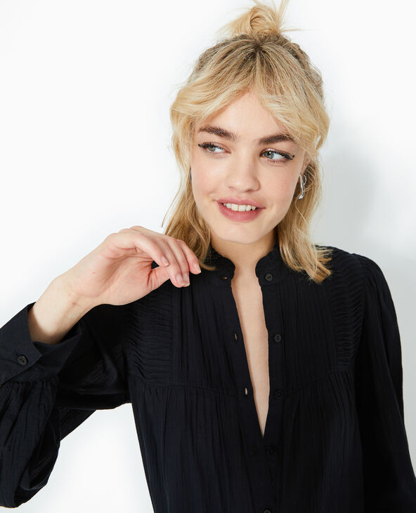 Blouse boutonnée avec plis noir - Pimkie