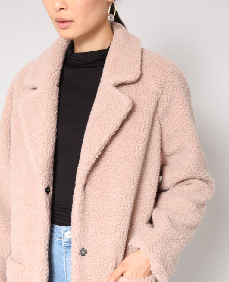manteau femme rose poudre