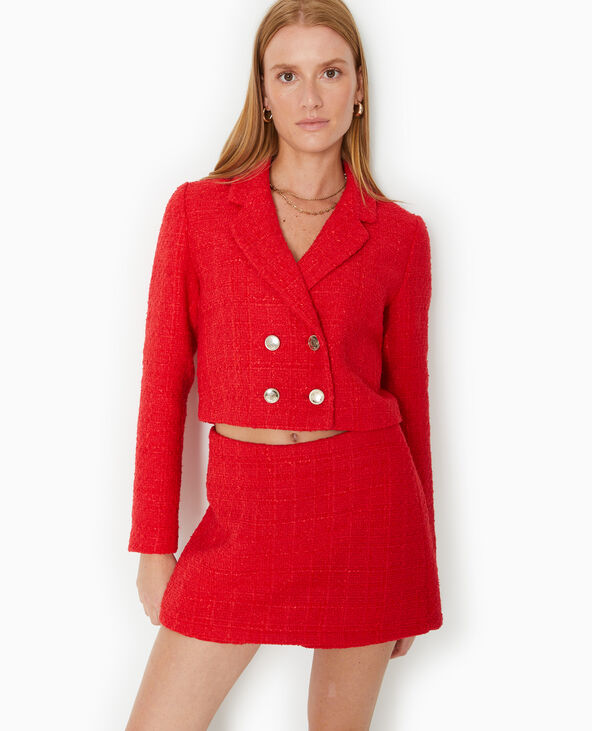 Veste courte en tweed rouge - Pimkie