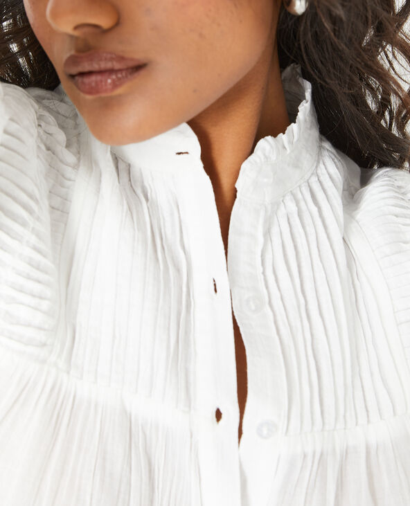 Blouse boutonnée avec plis blanc - Pimkie