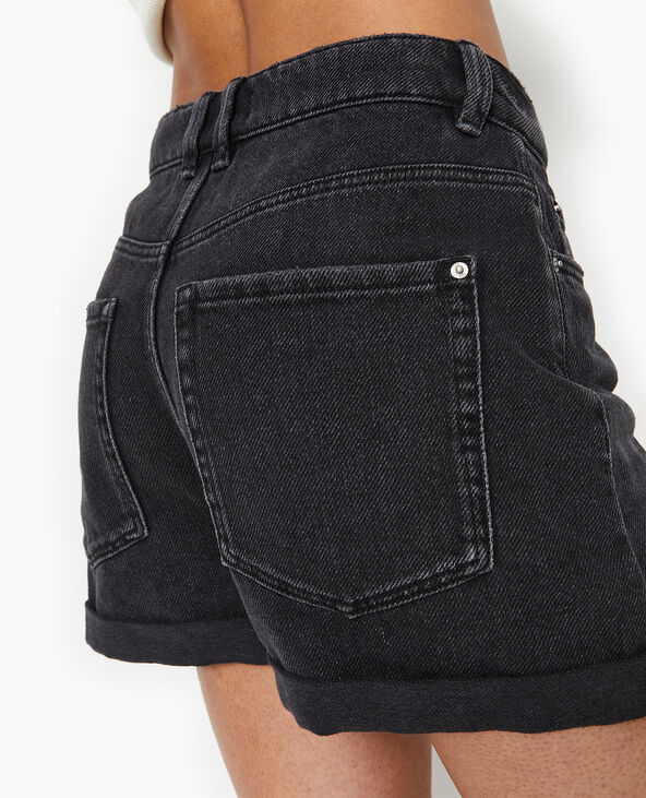 Short en jean taille haute noir - Pimkie