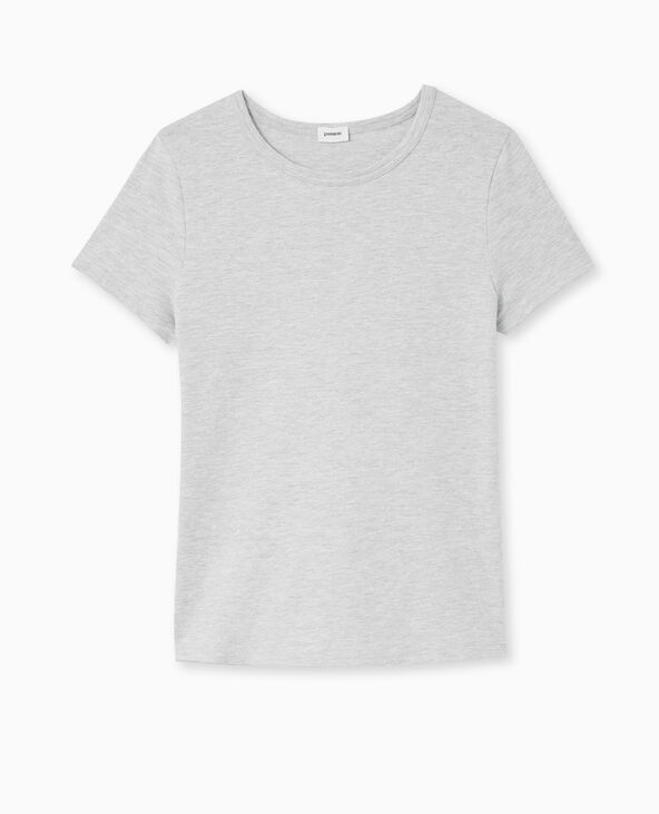 T-shirt ajusté manches courtes gris chiné - Pimkie