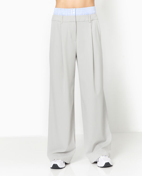 Pantalon large avec effet caleçon apparent gris clair - Pimkie