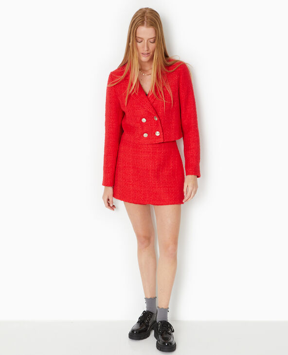 Veste courte en tweed rouge - Pimkie