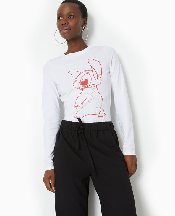 T-shirt manches longues avec print STITCH blanc - Pimkie