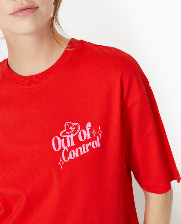 T-shirt oversize avec print devant et dos rouge - Pimkie