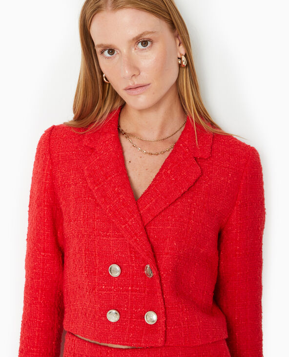 Veste courte en tweed rouge - Pimkie