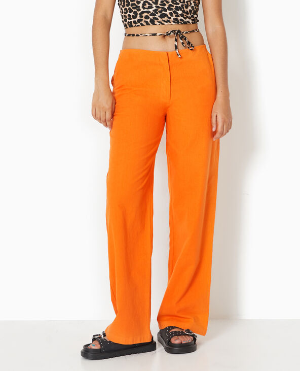 Pantalon taille basse jambes droites orange - Pimkie