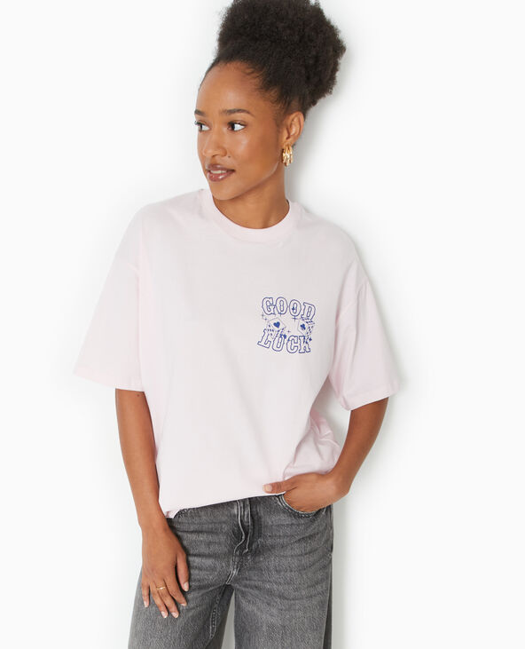 T-shirt oversize avec print devant et dos rose clair - Pimkie