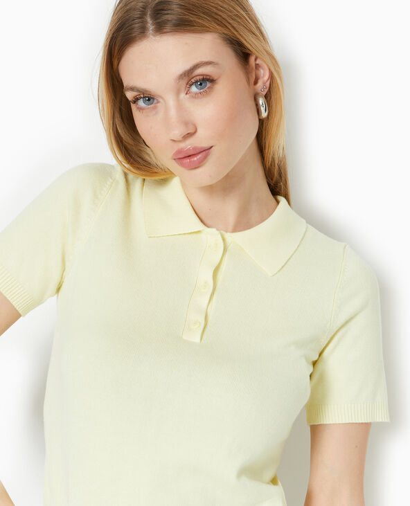 Polo en maille fine jaune - Pimkie