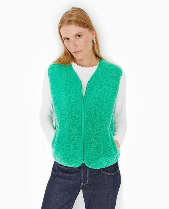 Gilet sans manches effet mouton vert - Pimkie