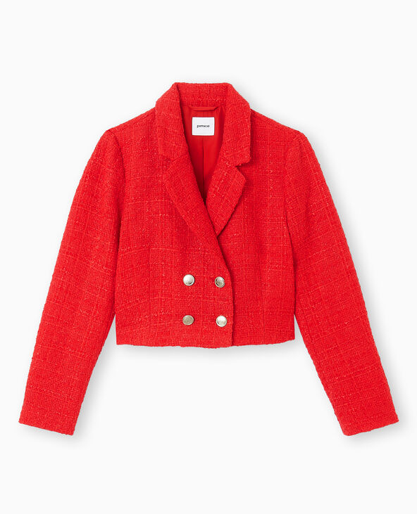 Veste courte en tweed rouge - Pimkie