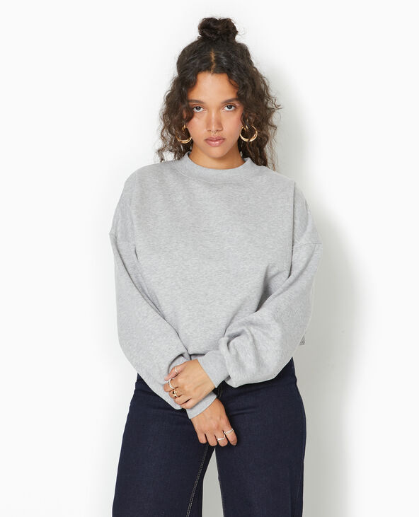 Sweat molleton col rond gris chiné - Pimkie