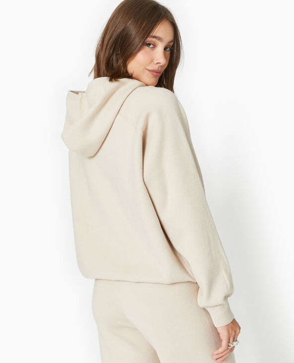 Pull en maille avec capuche beige - Pimkie