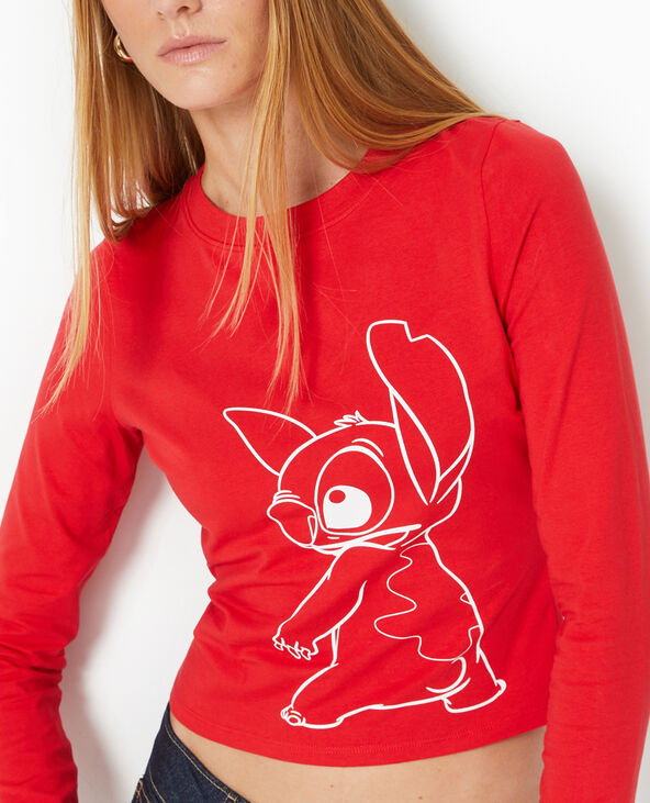 T-shirt manches longues avec print STITCH rouge - Pimkie