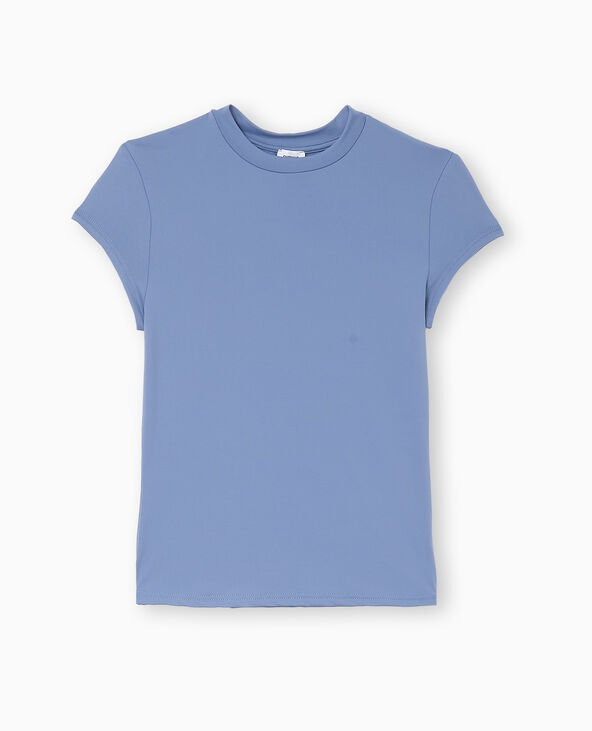 T-shirt ajusté en maille extensible bleu - Pimkie