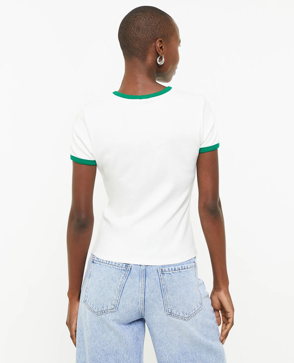 T-shirt manches courtes avec bords contrastés blanc - Pimkie