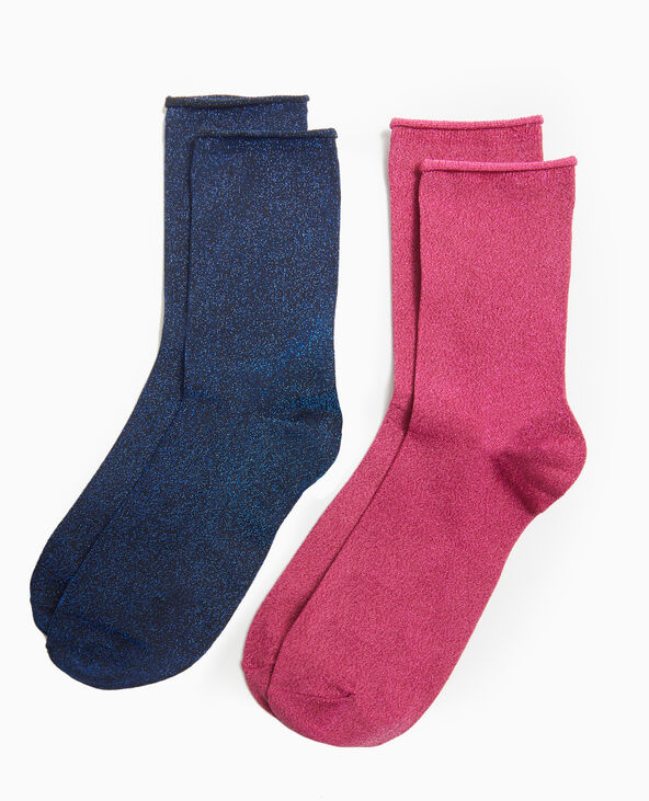 Lot de 2 paires de chaussettes avec lurex rose fuchsia - Pimkie