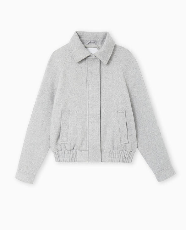 Blouson avec col en drap de laine gris clair - Pimkie