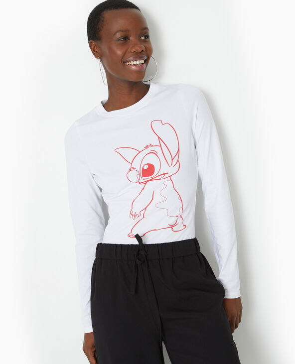 T-shirt manches longues avec print STITCH blanc - Pimkie