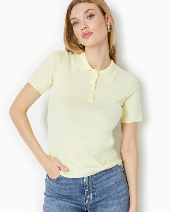 Polo en maille fine jaune - Pimkie