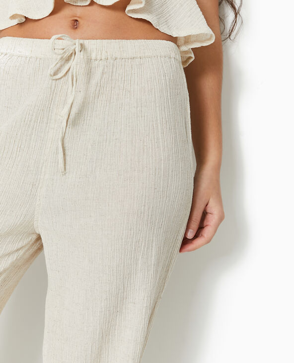 Pantalon large en tissu effet froissé blanc - Pimkie