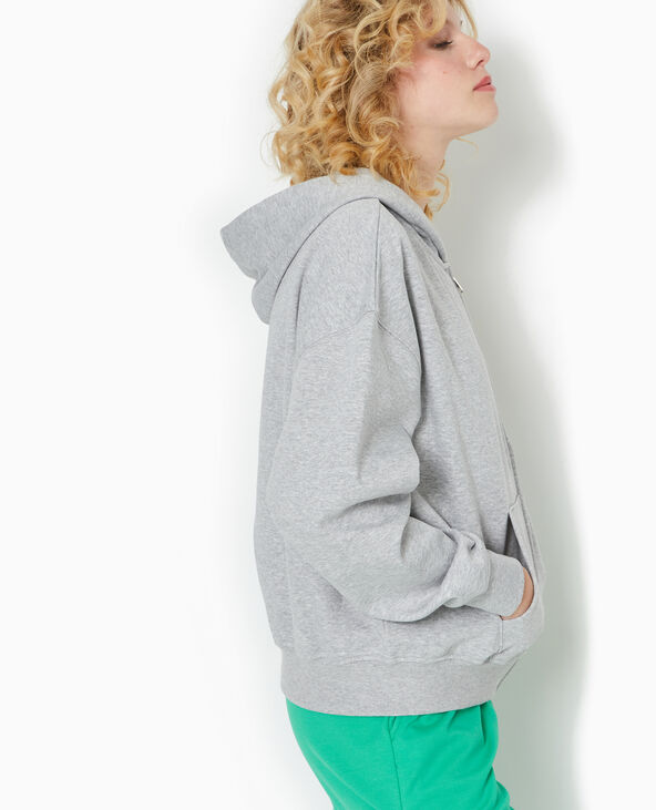 Sweat zippé avec capuche gris chiné - Pimkie