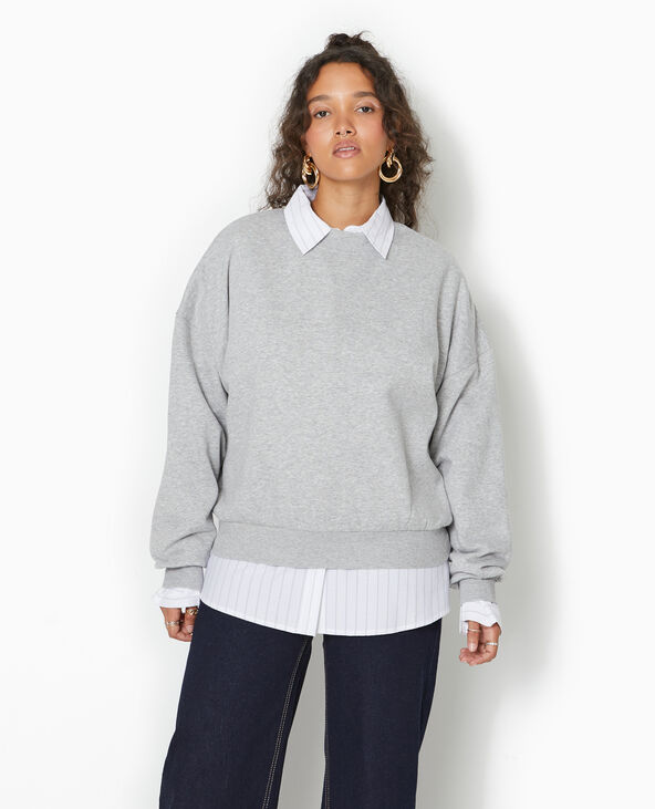 Sweat molleton col rond gris chiné - Pimkie