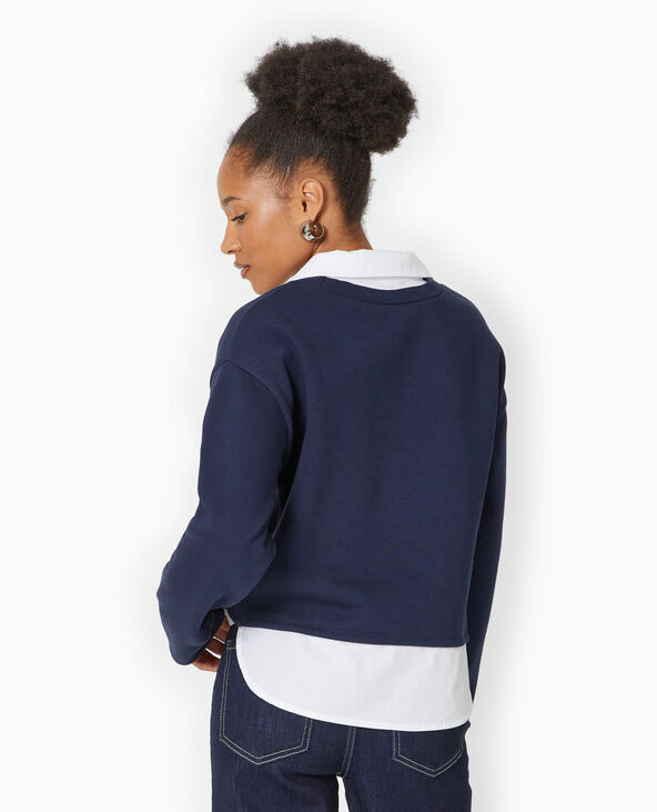 Top 2 en 1 sweat et chemise bleu marine - Pimkie