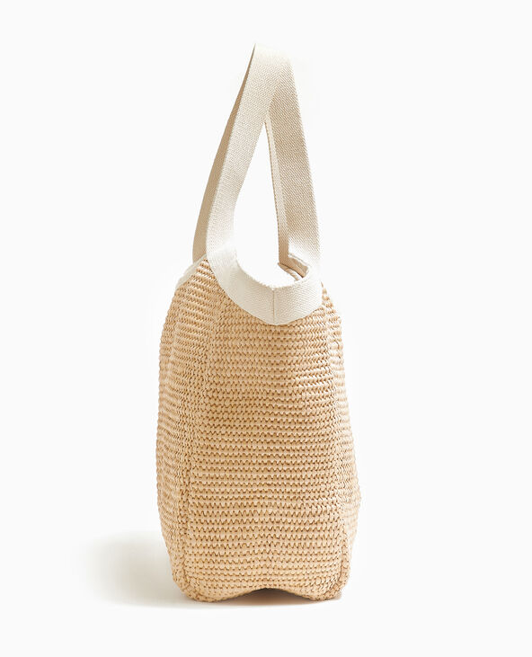 Grand sac cabas souple en paille beige - Pimkie