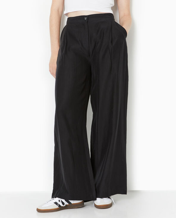 Pantalon large avec pinces noir - Pimkie