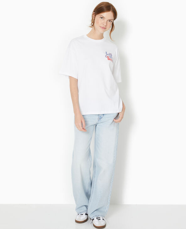 T-shirt oversize avec print devant et dos blanc - Pimkie