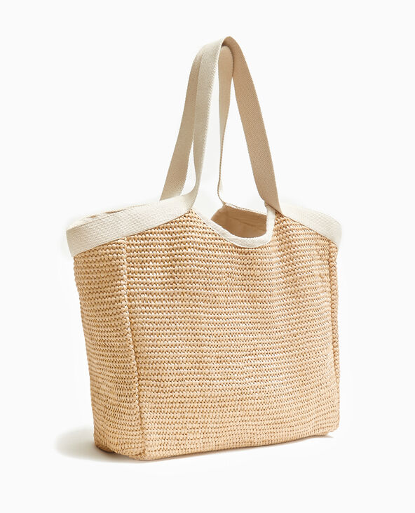 Grand sac cabas souple en paille beige - Pimkie