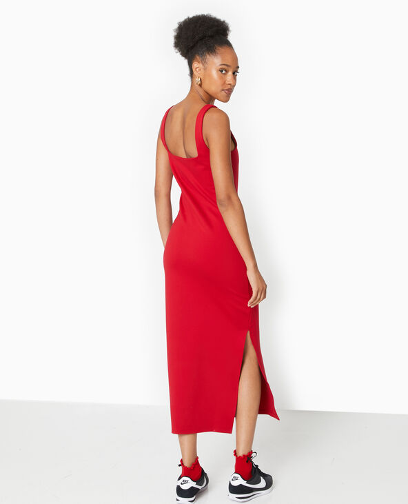 Robe longue et moulante en maille rouge - Pimkie