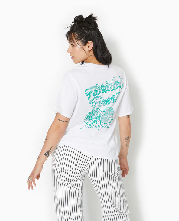 T-shirt oversize avec print poitrine et dos blanc - Pimkie