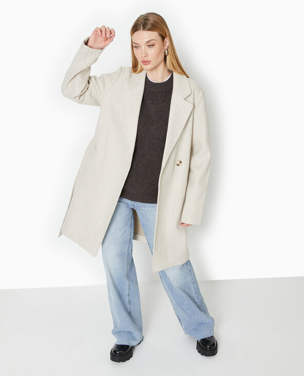 Manteau mi-long avec ceinture beige - Pimkie