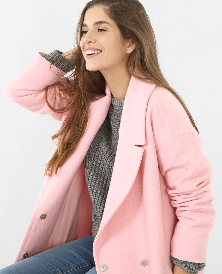 manteau rose chiné