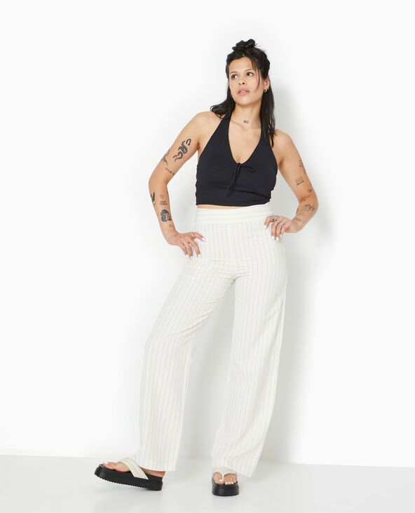 Pantalon droit taille haute fines rayures blanc - Pimkie