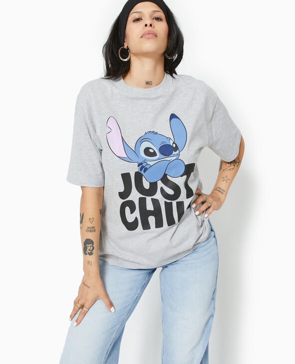 T-shirt oversize STITCH gris chiné - Pimkie