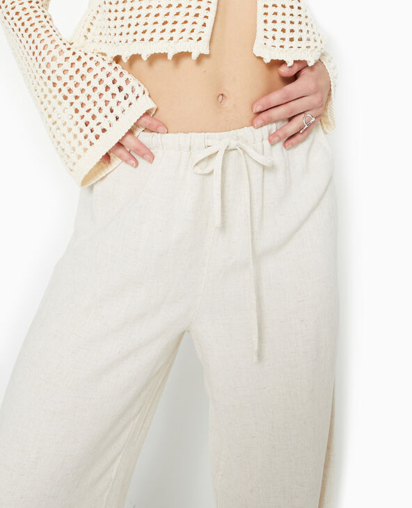 Pantalon droit et large avec taille élastiquée blanc - Pimkie