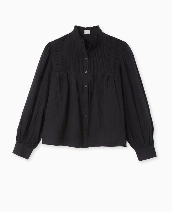 Blouse boutonnée avec plis noir - Pimkie