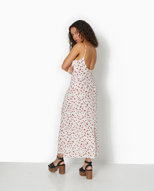 Robe longue bretelles fines motif cerises blanc - Pimkie