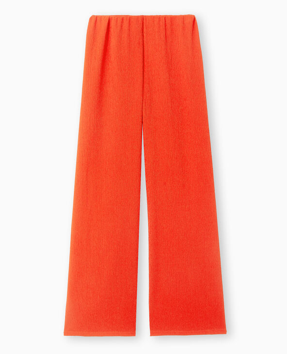 Pantalon large et fluide en tissu effet froissé rouge - Pimkie