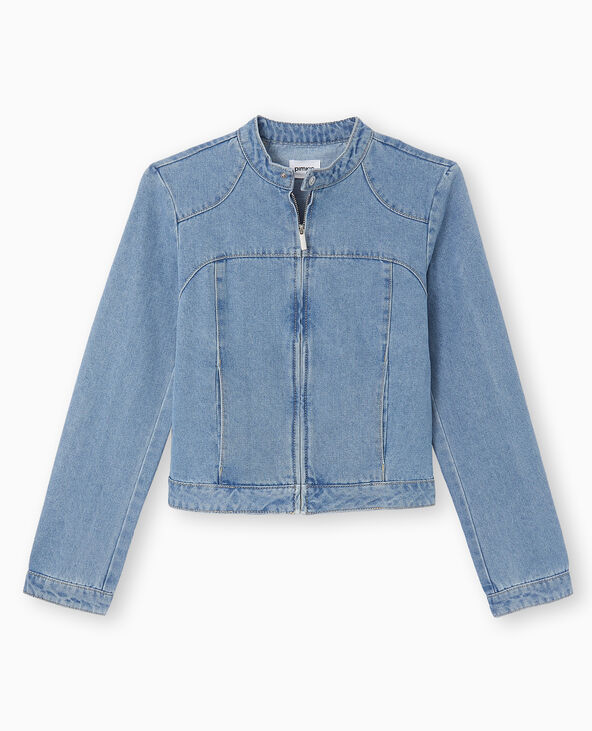 Veste en jean esprit biker bleu - Pimkie