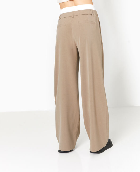 Pantalon large avec effet caleçon apparent vert kaki - Pimkie