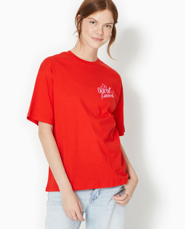 T-shirt oversize avec print devant et dos rouge - Pimkie