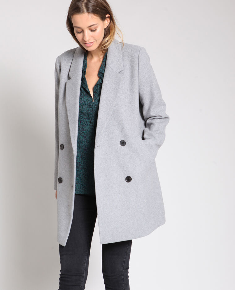 manteau femme gris en laine