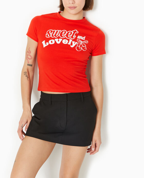 T-shirt ajusté avec print devant rouge - Pimkie